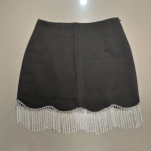 Rhinestone Fringe Point Collar Long Sleeve Coordinating Jacket & Crepe Skirt - Picture 9 of 13